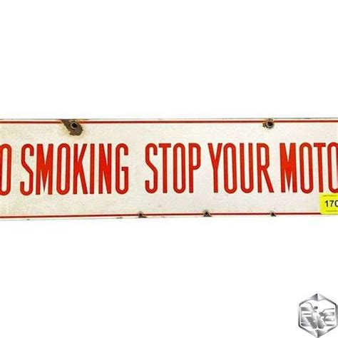 NO SMOKING STOP YOUR MOTOR DOUBLE SIDED PORCELAIN SIGN Trucks Auto