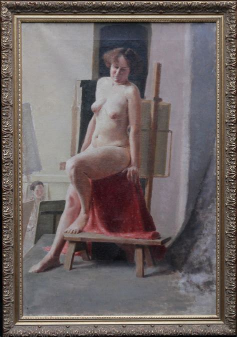 Emile Tabary A L Heure De Se Coucher Impressionist Portrait Oil Painting Nude By Lamplight