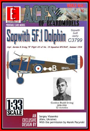 Aces Sopwith F Dolphin Gordon Budd Irving Paper Model Ecardmodels