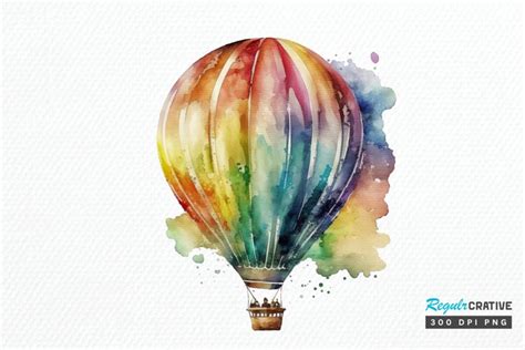 Watercolor Hot Air Balloon Png Clipart