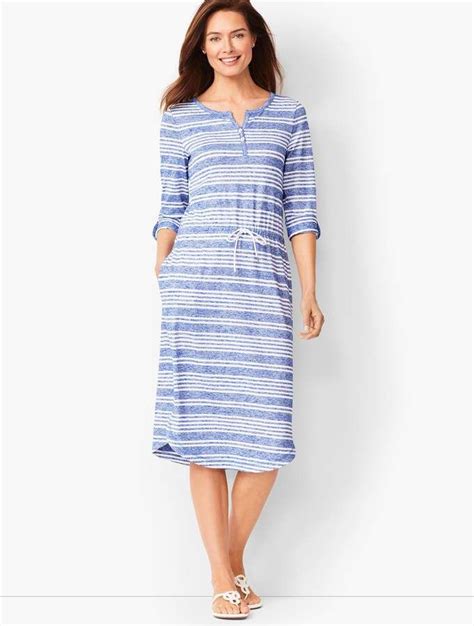 Talbots Stripe Henley Dress Dresses Summer Dresses With Sleeves