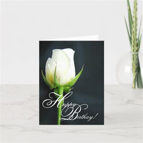 White Rose Birthday Greeting Card