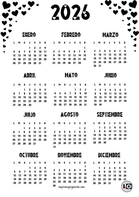 Calendarios Anuales 2026 Minimalistas En Pdf Gratis