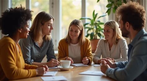 Group Of Friends Enjoying A Lively Conversation Around A Table During
