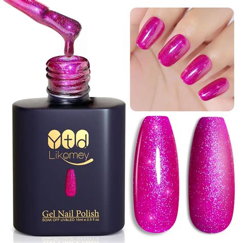 Amazon Ytd Likomey Gel Nail Polish Ml Hot Pink Glitter Soak Off Uv Nail Gel Varnish