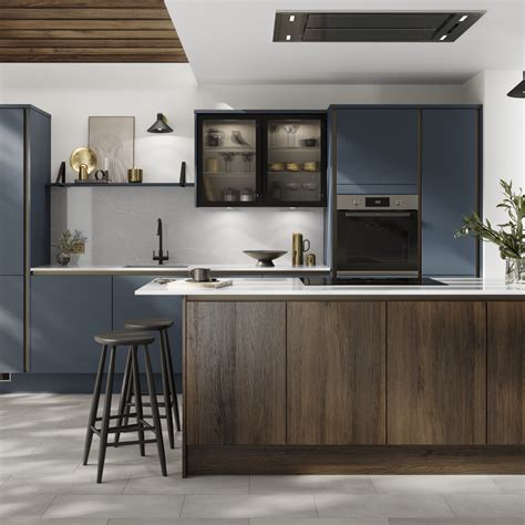 Fitted Kitchens Handleless Kitchen Blue Kitchen Cabinets Kitchen