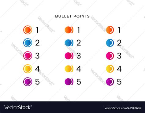 Colorful Bullet Point Number Gradient Free Vector Image