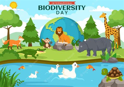 Día Mundial De La Biodiversidad El 22 De Mayo Ilustración Con