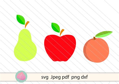 Apple Pear Peach Svg Vector Clipart Fruits Cut File By Betta Mayer