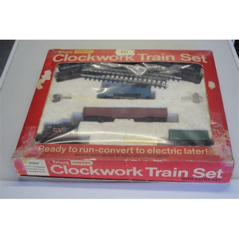 Boxed Tri Ang Hornby Clockwork Train Set Complete Ready To Convert