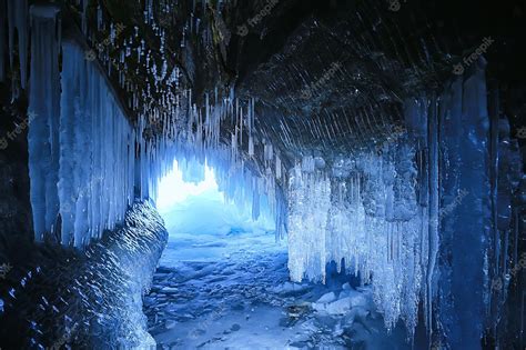 Premium Photo | Ice cave winter frozen nature background landscape