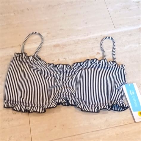 Cupshe Swim Nwt Cupshe Blackwhite Striped Ruffled Bikini Top Poshmark