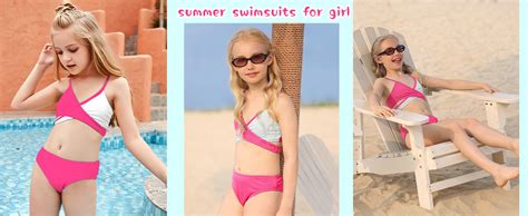 Amazon Aulyffo Girls Swimsuits Bikini Set Two Piece Swimsuit Criss Cross Bathing Suit Girls