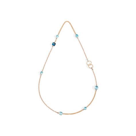 Achat Collier Pomellato Nudo En Or Rose Or Blanc Topazes Bleues Ciel