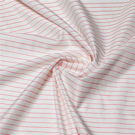 Tissu chemise 100 coton peigné Rayures corail vendu au mètre