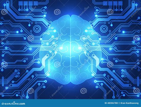 Abstract Electric Circuit Digital Brain Technology Concept Stock Vector