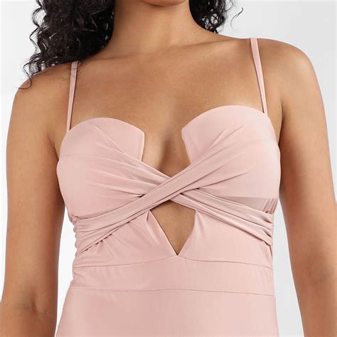 Buy Haute Sauce Women Criss Cross One Piece Swimsuit Nude Pink Online