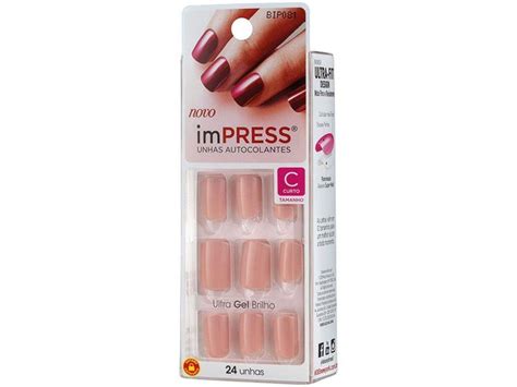 Unhas Posti As Autocolante Kiss New York Impress Color Summer Love Nude Redonda Curta