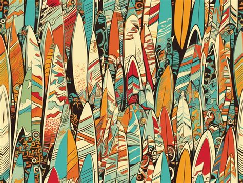 Tileable Surfboard Pattern Hawaiian Surf Style Stock Illustration