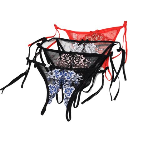 Plus Size Lingerie Erotic Bordados Bragas Tanga La Elasticidad De La Moda Abrir La Entrepierna