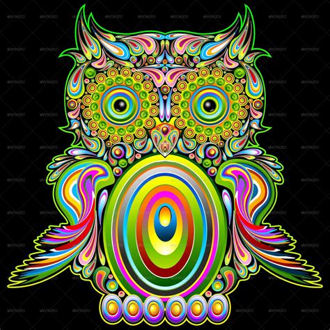 Owl Psychedelic Pop Art Vectors Graphicriver