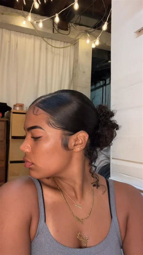 slick  bun   curly hair styles bun hairstyles hair styles