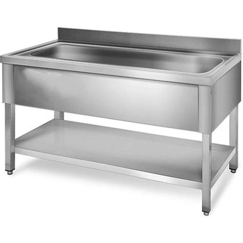 Commercial Pot Wash Sink Stainless Steel 1 Bowl Bottom Shelf Splashback 1200mm Depth 700mm Da