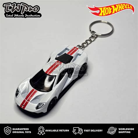 PUTIH GANTUNGAN Hot WHEELS Ford GT KEYCHAIN WHITE WHITE KEYRING KEYCHAIN CUSTOM
