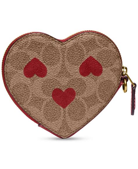 Coach Signature Coated Canvas With Heart Print Wristlet Macys