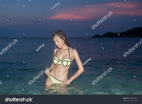Sexy Asian Woman Yellow Bikini Two Stock Photo Shutterstock