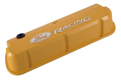 Ford Racing 302 144 Valve Covers Slant Edge Tall Die Cast Yellow W Raised Ford Logo Sb Ford