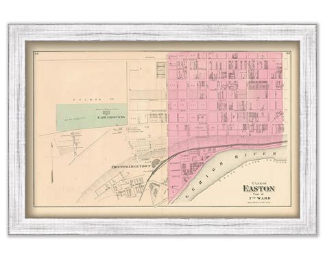 EASTON, Pennsylvania 1872 Map - Replica or Genuine Original