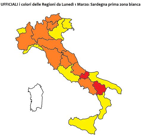 Coronavirus ecco i colori delle Regioni da Lunedì 1 Marzo 37 milioni