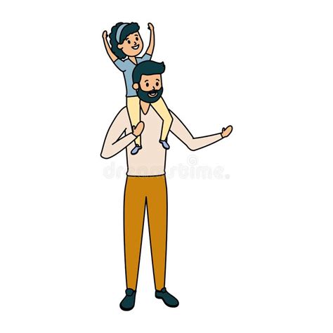 Father Carrying His Daughter Shoulders Stock Illustrations 77 Father Carrying His Daughter