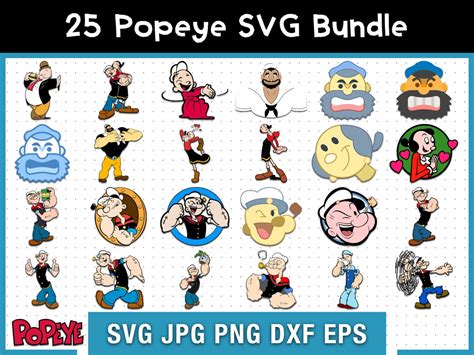 25 Popeye SVG Bundle Popeye SVG Template Digital SVG Sublimation