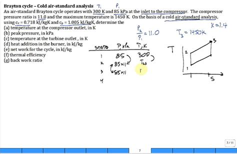 Calc Brayton Cycle Cold Air Youtube