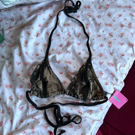 Edikted Swim New Edikted Black Lace Triangle Bikini Top Poshmark