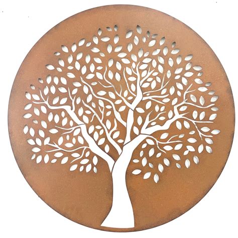 Round Laser Cut Reverse Tree Of Life Metal Wall Decor