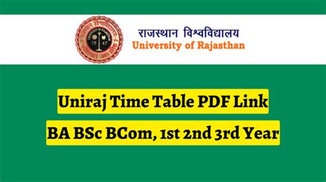 Rajasthan University Official Time Table B A