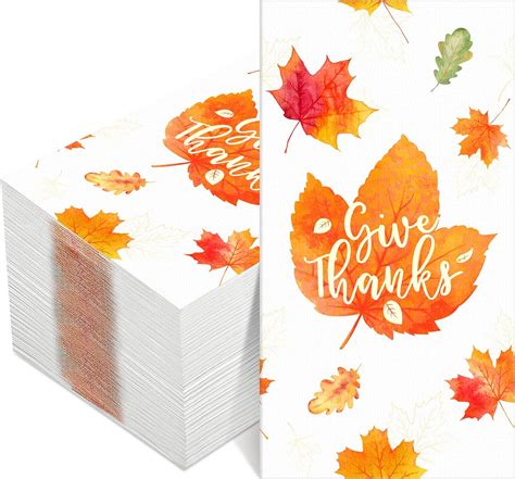 Amazon 100 Pcs Thanksgiving Napkins Fall Guest Paper Napkins 3 Ply