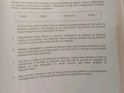 Panuto Gamit Ang Kahon Sa Ibaba Tukuyin Kung Studyx