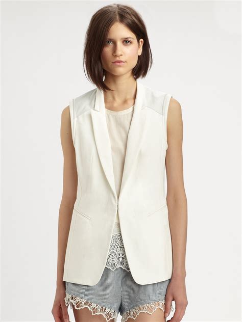 Lyst Rag And Bone Finn Cotton Leather Vest In White