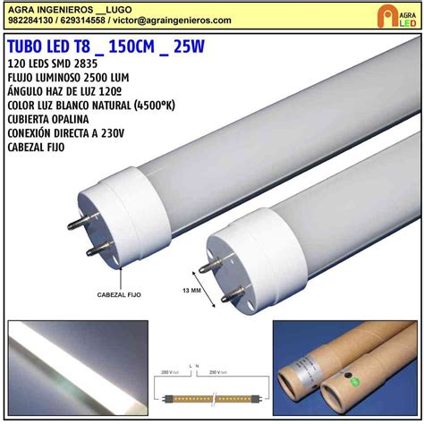 Tubo LED T8 150cm Conexión Ambos Extremos 25W AGRALED