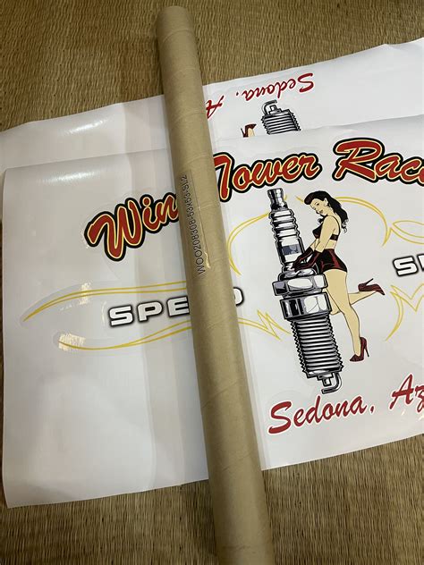 2 Pcs Personalized Pinup Girl Spark Plug Hot Rod Garage Pinstriping Set 02 Vinyl Stickers