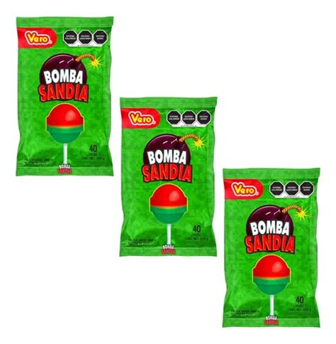 Paleta Vero Bomba Sandía Con Relleno De Chile 120 Piezas Envío Gratis