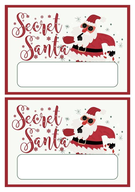 Two Red And White Christmas Labels With Santa Clauss On The Front One