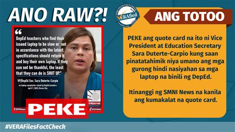 Vera Files Fact Check Sara Duterte Did Not Tell Teachers To Shut Up