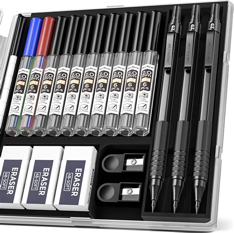 Nicpro Black Metal 20 Mechanical Pencil Set With Case 3