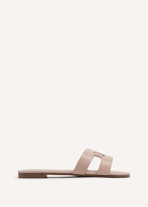 Linzi Sasha Nude Faux Leather Slider Sandal Matalan