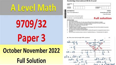 A Level Pure Maths Paper 3 9709 32 October November 2022 9709 32 O N 2022 Full Solution Youtube